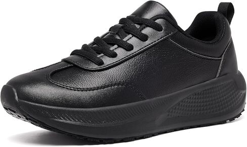 أحذية عمل مضادة للانزلاق للنساء باللون الأسود لخدمة الطعام أحذية مقاومة للانزلاق مقاومة للماء لطهاة المطبخ أحذية رياضية للمشي والتمريض واقفة طوال اليوم in Kuwait