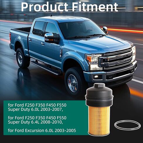 FL2016 & EC781 Oil Filter Cap Set Fit for Ford F250 F350 F450 F550 Super Duty 6.0L 6.4L Powerstroke, for Excursion 2003-2005,Replace OE 1840754C91 3C3Z-6766-CA 3C3Z6731AA in Saudi Arabia