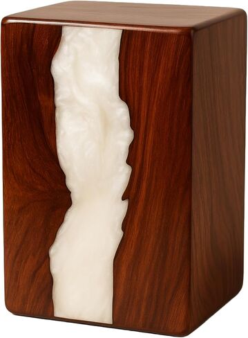 جرة خشبية للرماد البشري، الجرار الخشبية المصنوعة يدويًا للرماد البشري وبقايا الحيوانات الأليفة، الجرار الجنائزية المزخرفة من خشب الورد والراتنج ((صغير - 8 بوصة ارتفاع × 4.75 عرض (115 قدم مكعب/بوصة)) in Kuwait