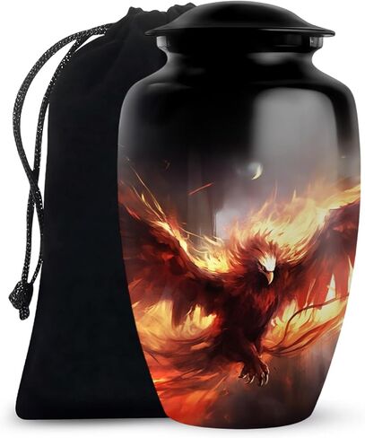 جرة العنقاء للرماد البشري للذكور البالغين - جرة حرق الجثث للرماد البشري للإناث - جرة العنقاء الكبيرة للرجال والنساء البالغين - الجرار المزخرفة للجنازة للأم والأب 10 بوصة in Kuwait