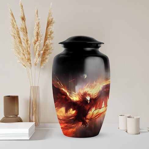 جرة العنقاء للرماد البشري للذكور البالغين - جرة حرق الجثث للرماد البشري للإناث - جرة العنقاء الكبيرة للرجال والنساء البالغين - الجرار المزخرفة للجنازة للأم والأب 10 بوصة in Kuwait