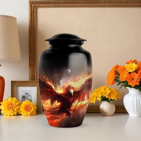 جرة العنقاء للرماد البشري للذكور البالغين - جرة حرق الجثث للرماد البشري للإناث - جرة العنقاء الكبيرة للرجال والنساء البالغين - الجرار المزخرفة للجنازة للأم والأب 10 بوصة in Kuwait