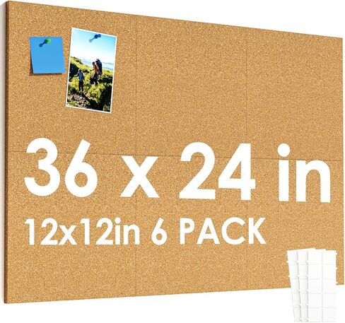 MaxGear Large Cork Board for Wall 48" x 24", 8 Pack Cork Board Tiles with Safe Removable Adhesive Tabs, 12" x 12" Corkboards for Office, School & Home in Kuwait