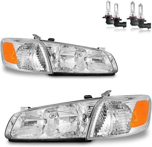 Headlights for 2000-2001 Toyota Camry CE, LE, XLE Halogen Headlamp Replacement with Amber Corner Lights, High/Low Beam W/Bulbs, Driver & Passenger Side in Saudi Arabia