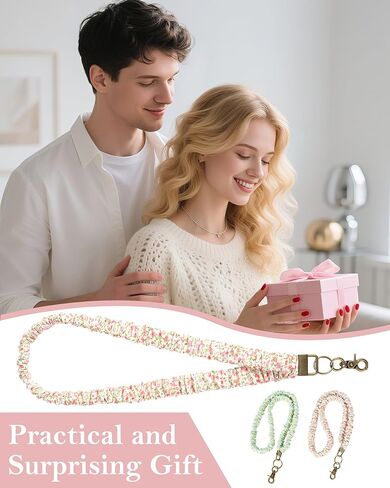 Stretchy Scrunchie Lanyards with 4 ID Holder, Cute Teacher Lanyard for 2 Size ID Badge Holders in Kuwait