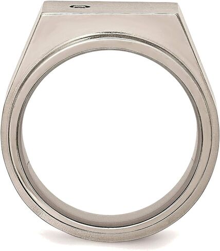 Bonyak Jewelry Chisel Titanium Brushed & Polished CZ Square Signet Ring in Titanium, Size 12 in Saudi Arabia