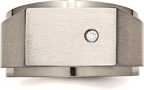 Bonyak Jewelry Chisel Titanium Brushed & Polished CZ Square Signet Ring in Titanium, Size 12 in Saudi Arabia
