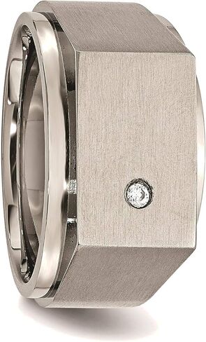 Bonyak Jewelry Chisel Titanium Brushed & Polished CZ Square Signet Ring in Titanium, Size 12 in Saudi Arabia