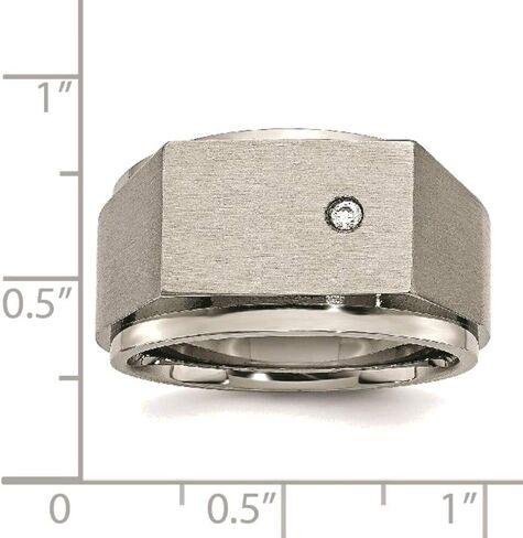 Bonyak Jewelry Chisel Titanium Brushed & Polished CZ Square Signet Ring in Titanium, Size 12 in Saudi Arabia