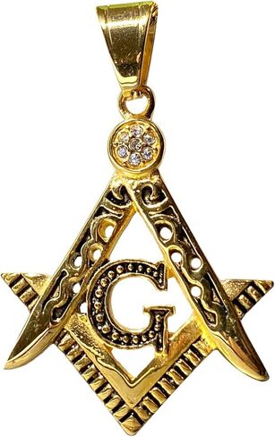 Freemason Masonic Pendant Necklace – 14k Gold Finish Iced Triangle G Charm with 2.5mm Rope Chain, Stainless Steel Symbolic Jewelry for Men & Women in Saudi Arabia