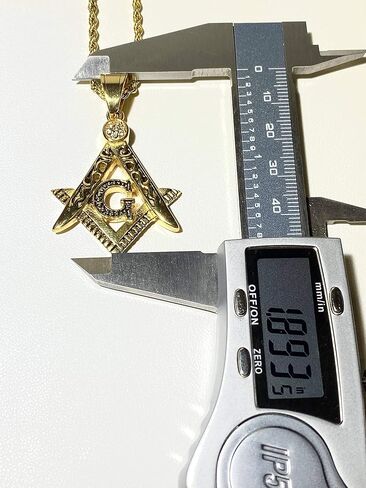 Freemason Masonic Pendant Necklace – 14k Gold Finish Iced Triangle G Charm with 2.5mm Rope Chain, Stainless Steel Symbolic Jewelry for Men & Women in Saudi Arabia