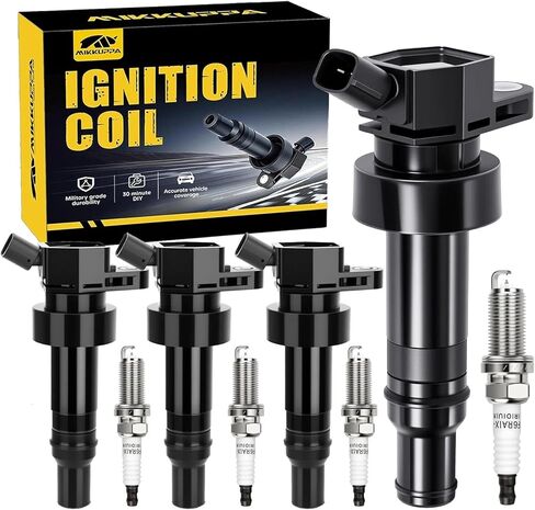 MIKKUPPA UF652 Ignition Coil Packs and Spark Plugs Replacement for 2012 2013 2014 2015 2016 2017 2018 2019 2020 Hyundai Accent Veloster Kia Rio Soul 1.6L, Replaces OEM 93815 Set of 4 in Saudi Arabia