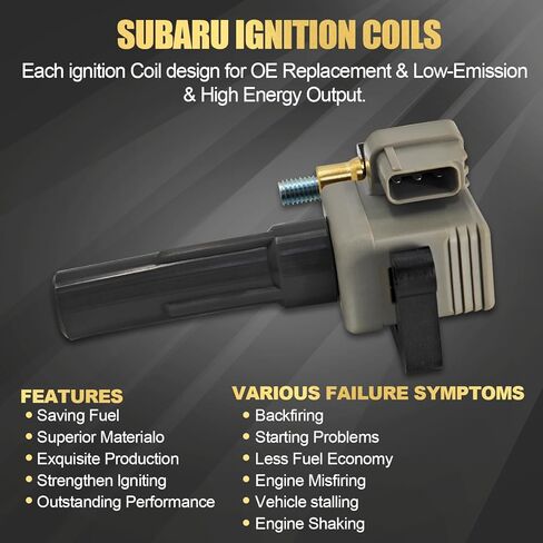22433AA541 4pcs Ignition Coils Compatible with Subaru Impreza Forester Baja Outback Legacy 2.5L 2004-2010 Replace 22433AA540 22433AA542 22433AA480 22433AA640 22433AA641 in Kuwait