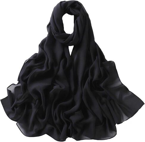 Chiffon Hijab Scarf Head Wrap Lightweight Scarves for Women Pashmina Shawls and Wraps for Evening Dresses Solid Color in Kuwait