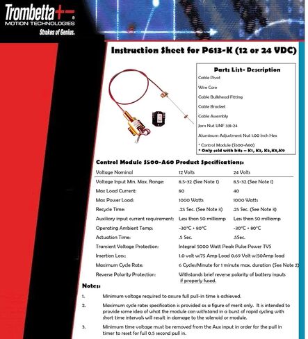 طقم كابل التحكم في الخانق 12 فولت من ترومبيتا رقم الجزء P613-K2V12 in Saudi Arabia