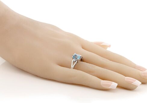 Gem Stone King 1.80 Cttw Swiss Blue Topaz and White Topaz 3-Stone Ring For Women | 925 Sterling Silver | Center: 8X6MM Oval | Three Stone Wedding Engagement Anniversary Promise Ring For Women in Saudi Arabia