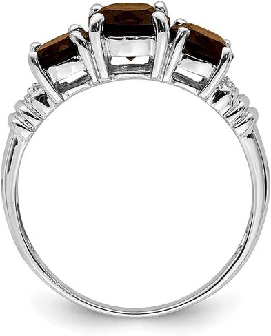 Sonia Jewels Real 925 Sterling Silver 3 Stone Brown Smoky Quartz and Diamond Engagement Ring (.01 cttw.) in Saudi Arabia