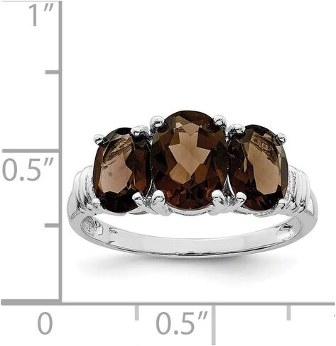 Sonia Jewels Real 925 Sterling Silver 3 Stone Brown Smoky Quartz and Diamond Engagement Ring (.01 cttw.) in Saudi Arabia