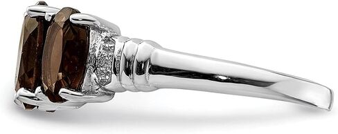 Sonia Jewels Real 925 Sterling Silver 3 Stone Brown Smoky Quartz and Diamond Engagement Ring (.01 cttw.) in Saudi Arabia