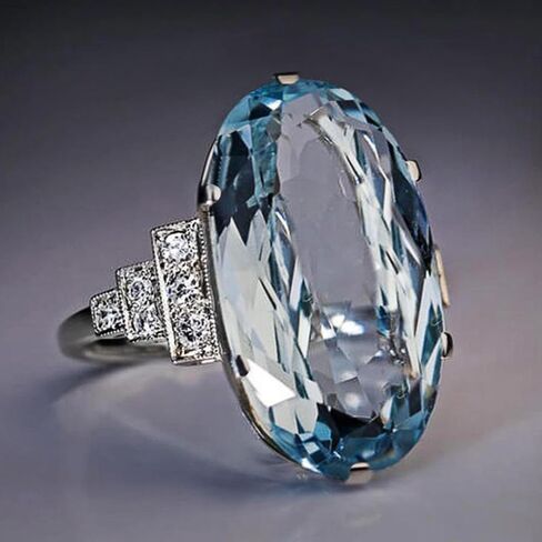 White Gold Plated Blue Cubic Zirconia Engagement Rings Wedding Bridal Band Promise Rings Evening Parties Anniversary Valentine's Day Gifts Eternity Bands for Women in Saudi Arabia