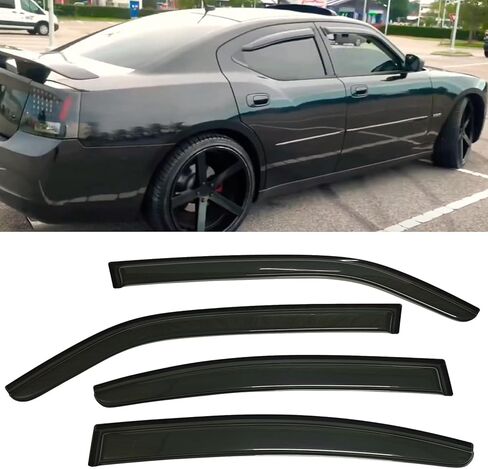 Smoke Tinted Window Visors Vent Sun Shade Rain Wind Guards Compatible with Dodge Charger 2006-2010 in Kuwait