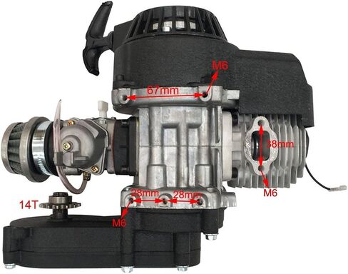 High Performance 50cc 49cc 2 Stroke Pull Start Engine Motor + Gear Box for Mini Moto Dirt Bike Quad Scooter Pocket Bike in Saudi Arabia