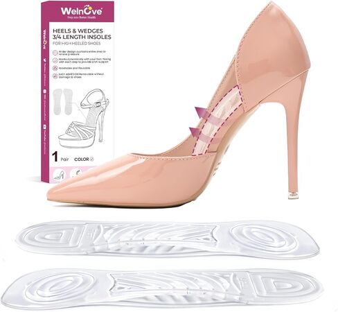 High Heel Cushion Inserts for Women - Welnove 3/4 Invisible Insoles with Arch Support Prevent Feet from Sliding Forward - Shock Absorption - Comfort Shoe Pads for High Heels Sandals Wedges Flats in Saudi Arabia