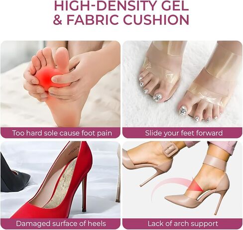 High Heel Cushion Inserts for Women - Welnove 3/4 Invisible Insoles with Arch Support Prevent Feet from Sliding Forward - Shock Absorption - Comfort Shoe Pads for High Heels Sandals Wedges Flats in Saudi Arabia