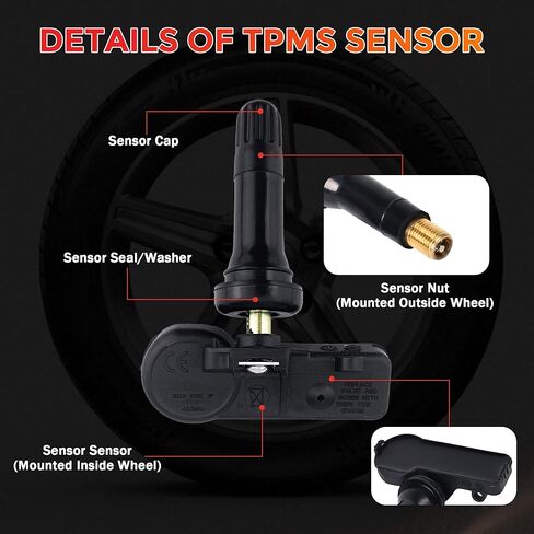 TPMS Tire Pressure Monitoring System Sensor 433MHz Compatible with Jeep Wrangler JK Dodge Ram Charger Replacement for 56029398AB 68142397AA 68241067AA 68241067AB in Kuwait