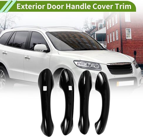 Exterior Door Handle Cover Trim for Hyundai Santa Fe 2019-2023 Door Handle Cover Gloss Black ABS 1 Set in Kuwait