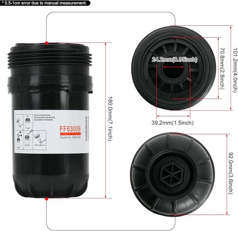 فلتر الوقود PTNHZ FF63009 10 ميكرون متوافق مع محركات الديزل 13-20 Cummins B- & L- Series 5303743 FF63054NN FF63008 (3 عبوات) in Saudi Arabia