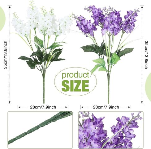 Retrowavy 12 Pcs Artificial Flowers Outdoor, 14'' Fake Silk Hyacinth Flowers UV Resistant Bulk for Wedding Home Garden Offices Spring Summer Decor Floral Arrangement(Light Purple,Purple,White) in Saudi Arabia