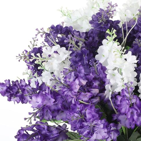 Retrowavy 12 Pcs Artificial Flowers Outdoor, 14'' Fake Silk Hyacinth Flowers UV Resistant Bulk for Wedding Home Garden Offices Spring Summer Decor Floral Arrangement(Light Purple,Purple,White) in Saudi Arabia
