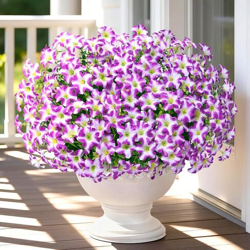 Yastouay Artificial Flowers for Outdoors, 12 Bundles Fake Outdoor Flowers, UV Resistant Artificial Flowers for Decoration, White Realistic Morning Glory Fake Plants for Porch Patio Garden Decor in Kuwait