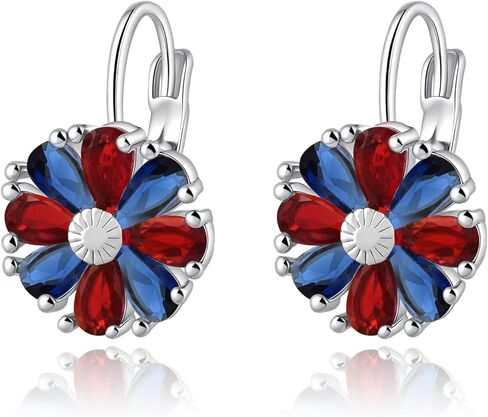 Gold Flower Earrings Birthstone Leverback Earrings Hypoallergenic Vintage Floral Earrings for Women Trendy in Kuwait