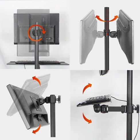 Arm Mount Floor-standing Monitor Stand 12"-27" Movable Single Monitor Stand Mount Height-adjustable Monitor Stand with Keyboard Bracket, Holds Up to 44lbs Monitor Stand - Monitor Arm ( Style : A ) in Saudi Arabia
