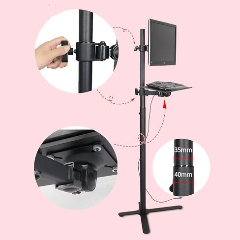 Arm Mount Floor-standing Monitor Stand 12"-27" Movable Single Monitor Stand Mount Height-adjustable Monitor Stand with Keyboard Bracket, Holds Up to 44lbs Monitor Stand - Monitor Arm ( Style : A ) in Saudi Arabia