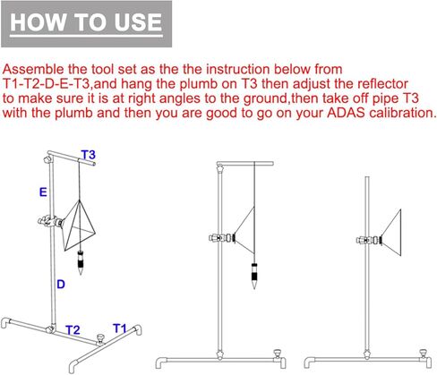 ADAS أداة معايرة الرادار تهدف مجموعة الهدف العاكس الزاوية مع البوب ​​راسيا، والوقوف مع مقياس 0-30 سم، Plumbob مع سلسلة، أداة معايرة السيارة متوافقة مع كيا هوندا تويوتا مازدا فورد جنرال موتورز هيونداي in Kuwait
