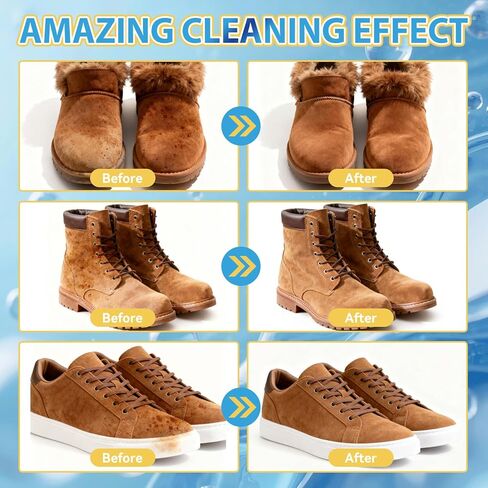 مجموعة تنظيف الجلد السويدي، منظف أحذية جلد الغزال وجلد النوبوك بدون شطف بوزن 6.76 أونصة مع فرشاة ومنشفة، يزيل الأوساخ والبقع in Kuwait