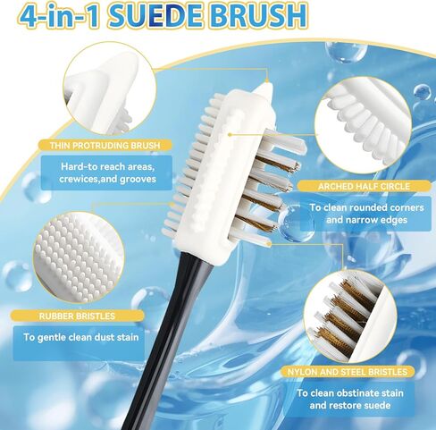 مجموعة تنظيف الجلد السويدي، منظف أحذية جلد الغزال وجلد النوبوك بدون شطف بوزن 6.76 أونصة مع فرشاة ومنشفة، يزيل الأوساخ والبقع in Kuwait