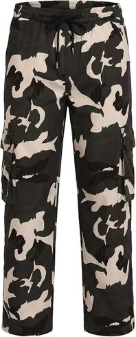 Men's Camo Drawstring Waist Cargo Pants Camouflage Cargo Work Pants in Saudi Arabia
