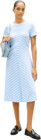 Tommy Hilfiger Women's Short Sleeve Cotton Crew Neck T-Shirt Midi Dress Casual Dress Loose Fit in Saudi Arabia