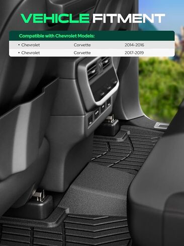 YHTAUTO Floor Mats Fit 2014-2019 Chevrolet Corvette, TPE All Weather Car Mats Waterproof Anti-Slip Odorless Floor Liner, Interior Accessories, 1st Row, Set of 2 in Saudi Arabia