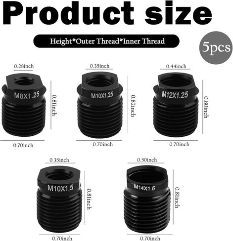 5PCS Car Gear Shift Knob Adapter Aluminum Alloy,Precision Thread Gear Shifter Knobs Adapter Kit Includes M8/M10/M12×1.25,M10/M14×1.5,Universal Stick Shift Knob Car Accessories in Kuwait