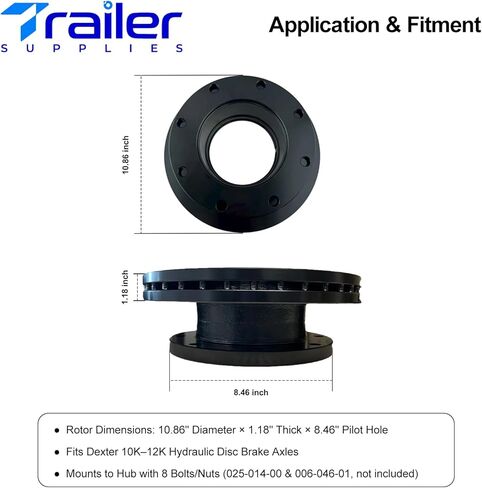 Bolt-On Disc Brake Rotor – Fits Dexter 10K–12K Hydraulic Axles – Replaces 070-006-01 in Kuwait