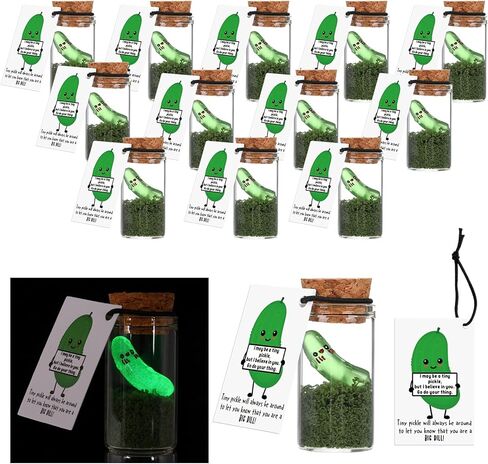 20 Sets Employee Appreciation Gifts Bulk Emotional Support Inspirational Mini Luminous Pickle Cards with Glass Bottle for Christmas Food Service Teacher Student Gift Classroom Party Favors in Saudi Arabia