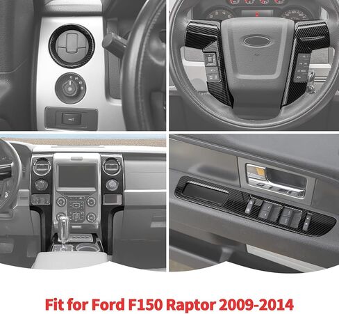 RT-TCZ Carbon Fiber Interior Trim Kit Cover Center Console Gear Shift Panel Window Lift Switch Control Cover Decoration Accessories for Ford F150 Raptor 2009-2014,13PCS in Saudi Arabia
