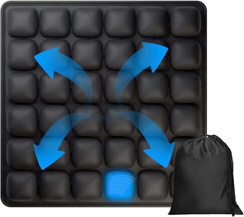 وسادة مقعد طائرة قابلة للنفخ للرحلات الطويلة، وسادة مقعد محمولة للسفر مع دعم مريح وتخفيف الضغط ووسادة هوائية ثلاثية الأبعاد - تناسب السيارة والكراسي المتحركة وكرسي المكتب، وتتضمن حقيبة تخزين (قطعة واحدة) in Kuwait