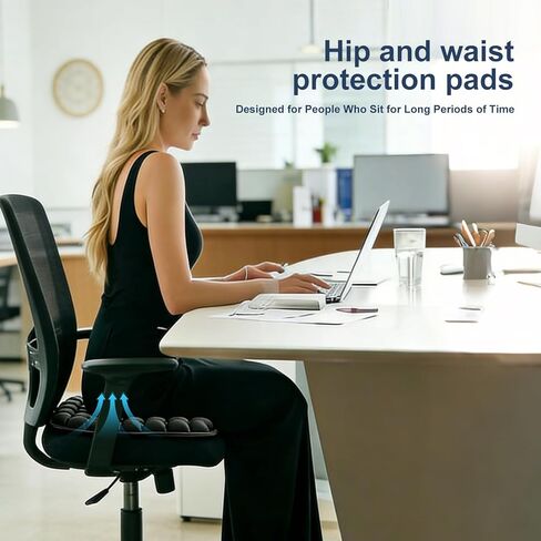 وسادة مقعد طائرة قابلة للنفخ للرحلات الطويلة، وسادة مقعد محمولة للسفر مع دعم مريح وتخفيف الضغط ووسادة هوائية ثلاثية الأبعاد - تناسب السيارة والكراسي المتحركة وكرسي المكتب، وتتضمن حقيبة تخزين (قطعة واحدة) in Kuwait