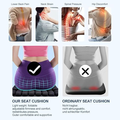 وسادة مقعد طائرة قابلة للنفخ للرحلات الطويلة، وسادة مقعد محمولة للسفر مع دعم مريح وتخفيف الضغط ووسادة هوائية ثلاثية الأبعاد - تناسب السيارة والكراسي المتحركة وكرسي المكتب، وتتضمن حقيبة تخزين (قطعة واحدة) in Kuwait